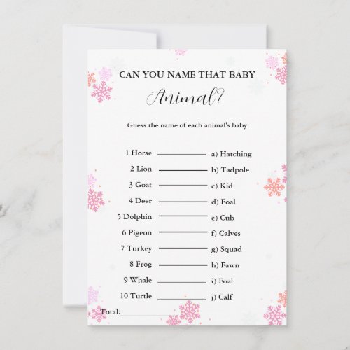 Guess the name of the baby animal baby shower Card