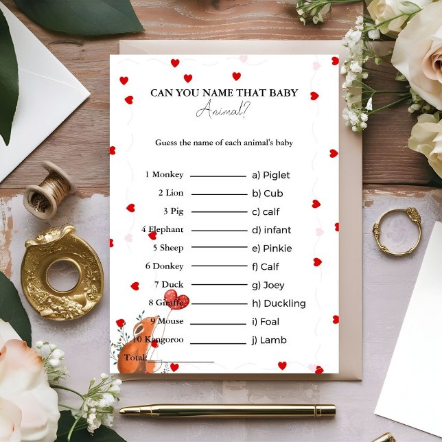 Guess the name of the baby animal baby shower Card (Creator Uploaded)