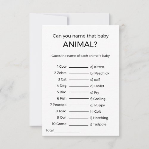 guess the name of the baby animal baby shower game