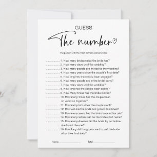 Guess The Number  Bridal Shower Game Invitation
