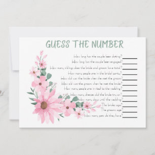 Guess The Number Bridal Shower Game Pink Flowers Note Card