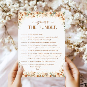 Guess the Number Rustic Floral Bridal Shower Quiz