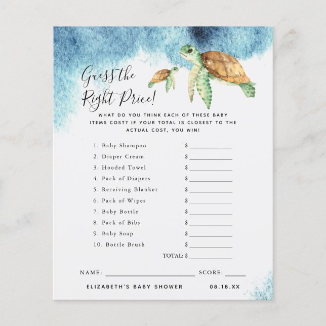 Guess The Price | Baby Shower Game (Front)