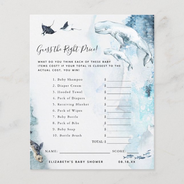 Guess The Price | Baby Shower Game (Front)