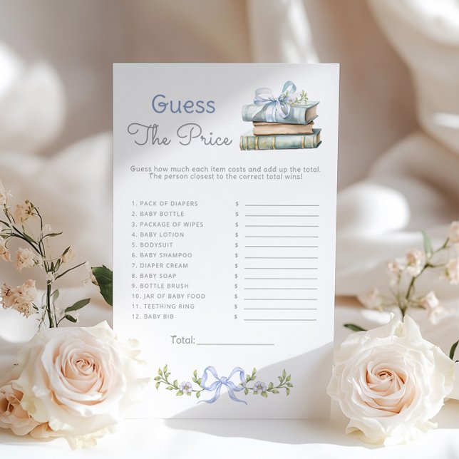 Guess the price Blue Bow Books baby shower game (Creator Uploaded)