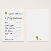 Guess the Price Faux Gold Stork Shower Game Card (Front & Back)