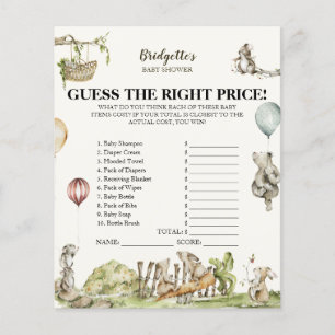 Guess The Price Forest Watercolor Baby Shower Game