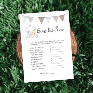 Guess The Price Game Modern Baby Elephant Card