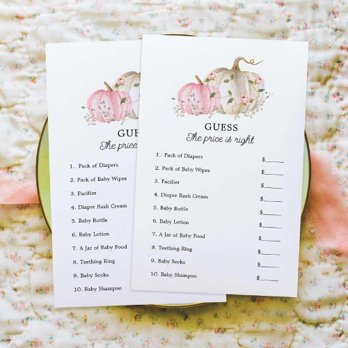 Guess the Price Girl Fall Baby Shower Game