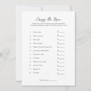 Guess the Price - Plain Bridal Shower Game Holiday Card