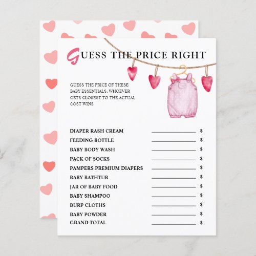 Guess The Price  Valentines Baby Shower Game