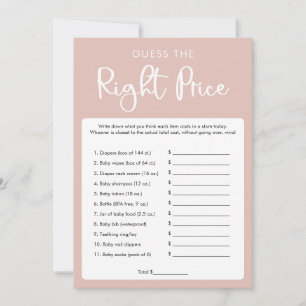 Guess the right price baby shower game invitation
