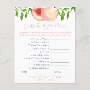 Guess The Right Price Sweet Peach Baby Shower Game Flyer