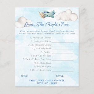Guess The Right Price Travel Baby Shower Game Card Flyer