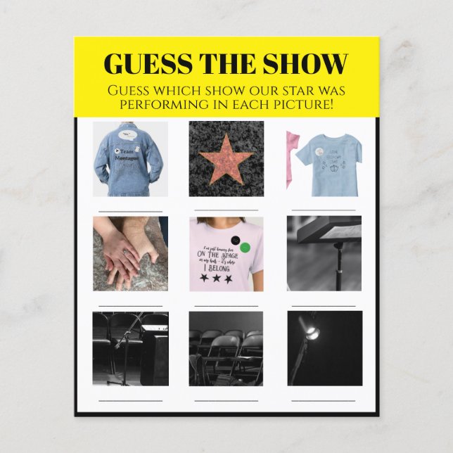 Guess the Show Personalized Playbill Party Game (Front)