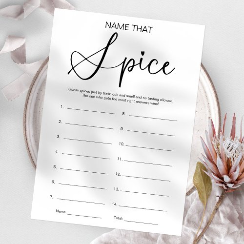 Guess The Spice Bridal Shower Game Invitation