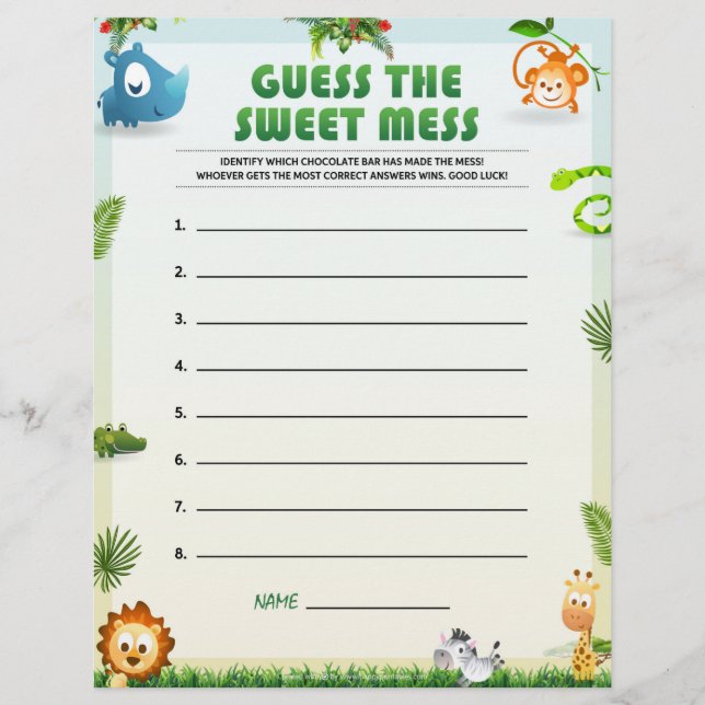 Guess The Sweet Mess [Animal Theme] Letterhead (Front)