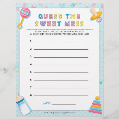 Guess The Sweet Mess Baby Basics Blue Letterhead