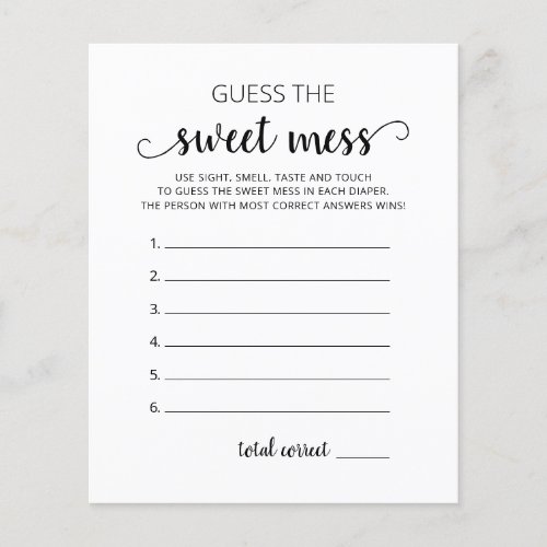 Guess the Sweet Mess Baby shower Game