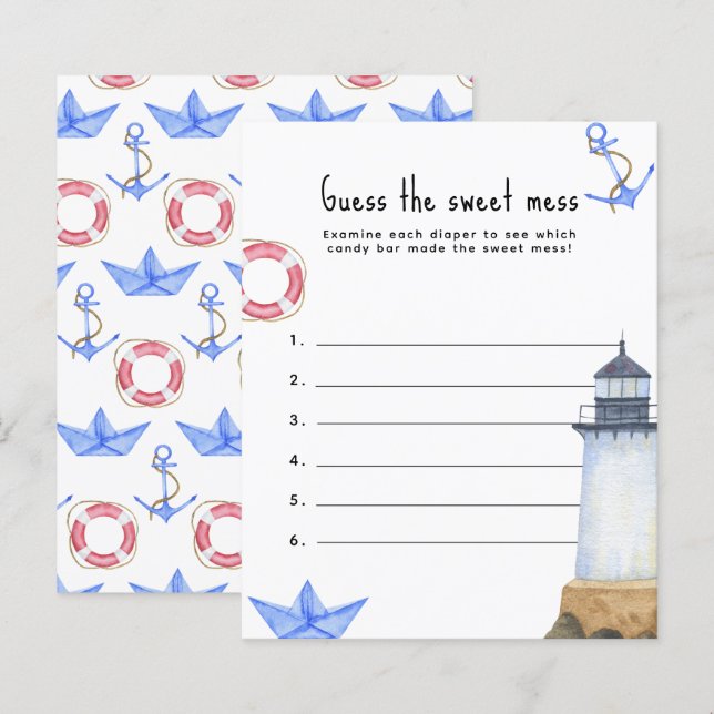 Guess the sweet mess - baby shower game (Front/Back)