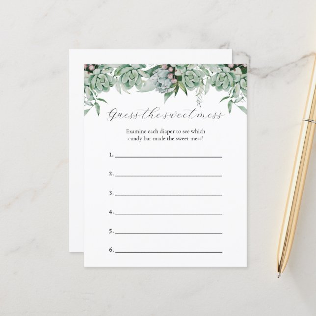 Guess the Sweet Mess Baby Shower Game (Front/Back In Situ)