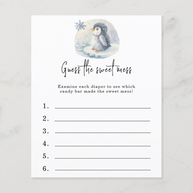 Guess the sweet mess - baby shower game (Front)