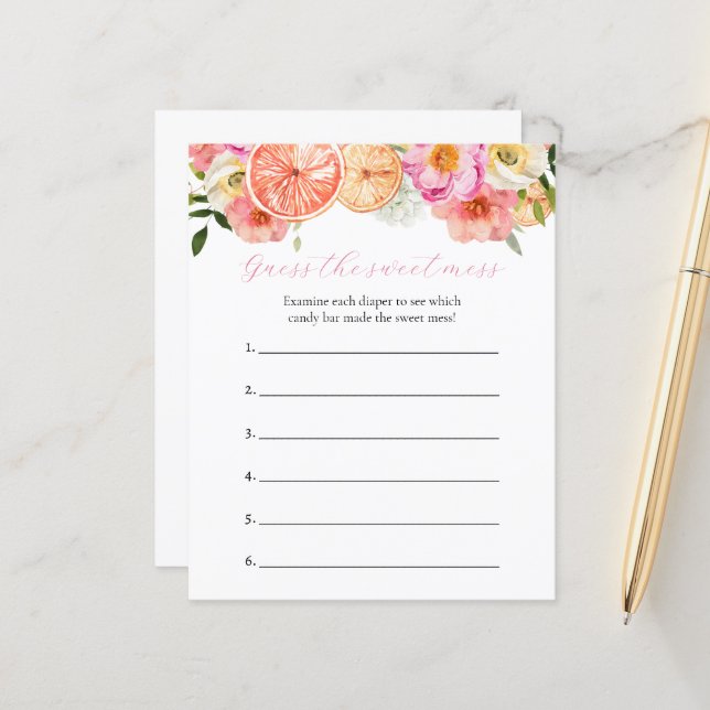 Guess the Sweet Mess Baby Shower Game (Front/Back In Situ)