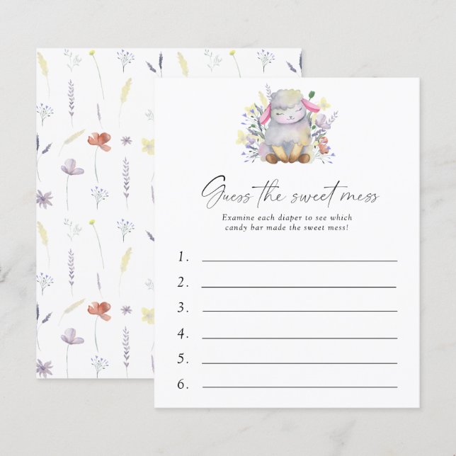 Guess the Sweet Mess Baby Shower Game - Lamb (Front/Back)