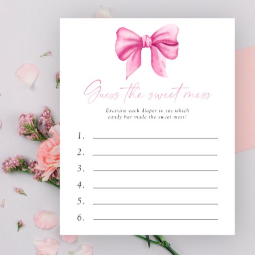 Guess the Sweet Mess Baby Shower Game _ Pink bow