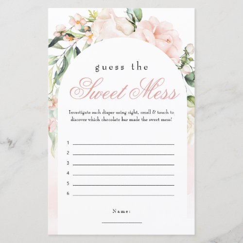 Guess The Sweet Mess Blush Baby Shower Game