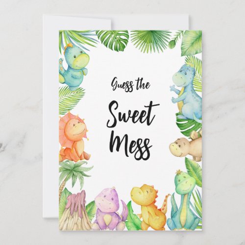 Guess the Sweet Mess Dinosaur Baby Shower Card