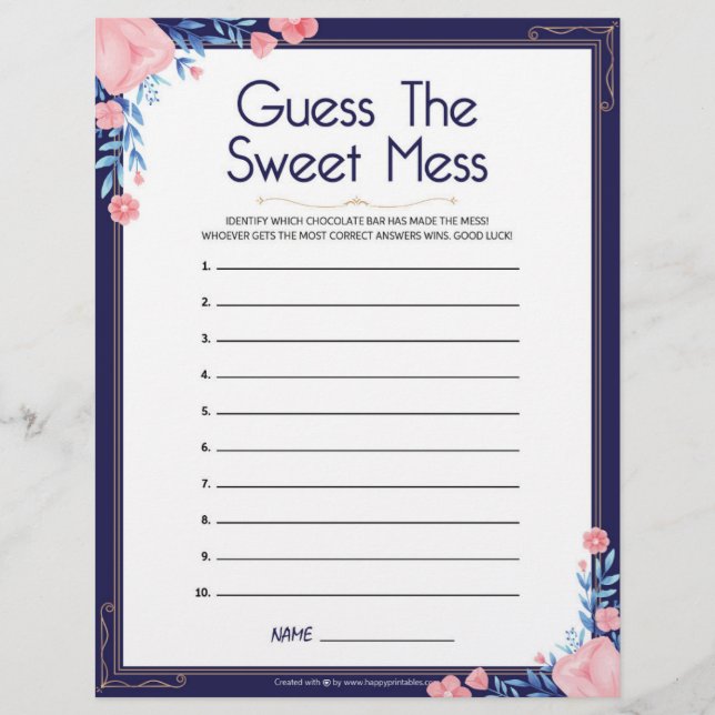 Guess The Sweet Mess [Floral Frame] Letterhead (Front)