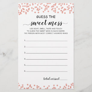 Guess the Sweet Mess Game Baby Shower party card