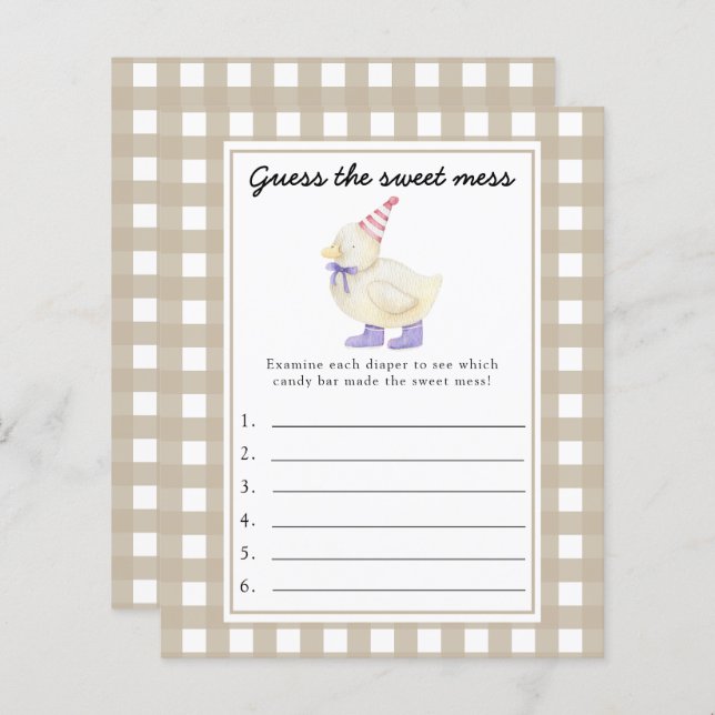 Guess the Sweet Mess game - Little duck (Front/Back)