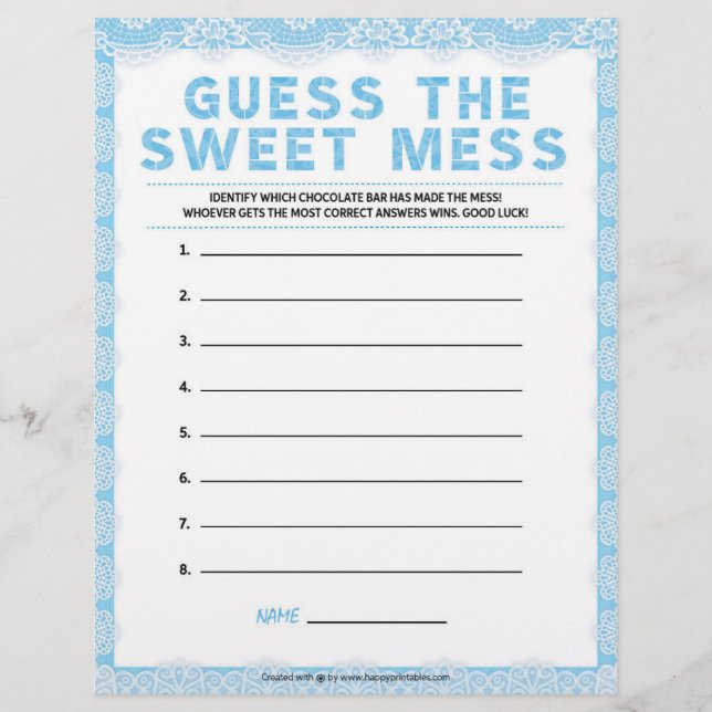 Guess The Sweet Mess [Luxury Lace [Blue]] Letterhead (Front)