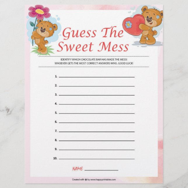 Guess The Sweet Mess [ Teddy Bears] Letterhead (Front)