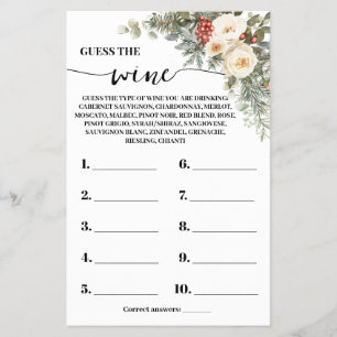 Guess the Wine Winter Bridal Shower Game Card Flyer
