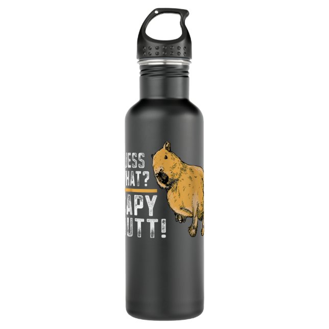 Guess what Capy Butt Capybara Funny Capibara  Stainless Steel Water Bottle (Front)