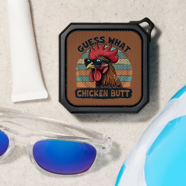 Guess What Chicken Butt Funny Retro Rooster Bluetooth Speaker (Insitu(Beach))