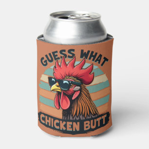 Guess What Chicken Butt Funny Retro Rooster Can Cooler