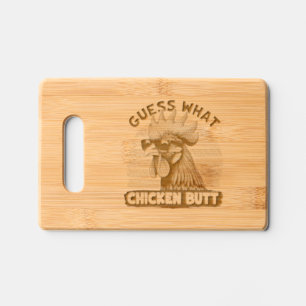 Guess What Chicken Butt Funny Retro Rooster Engraved Cutting Board