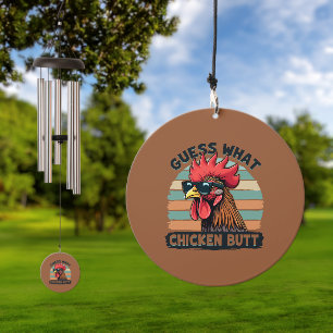 Guess What Chicken Butt Funny Retro Rooster Wind Chime