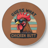 Guess What Chicken Butt Funny Retro Rooster Wireless Charger (Front)