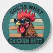 Guess What Chicken Butt Funny Retro Rooster Wireless Charger (Front)
