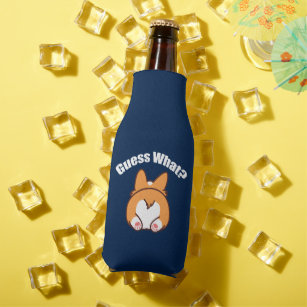 Guess What Corgi Butt Funny Dog Owner Blue Bottle Cooler