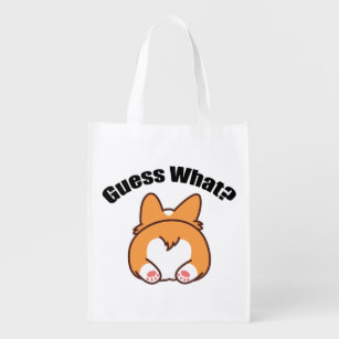 Guess What Cat Butt Grocery Travel Reusable Tote Bag 