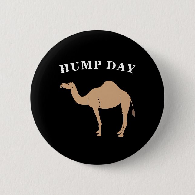 Guess What Day It Is Hump Day Camel Desert Animal Button (Front)