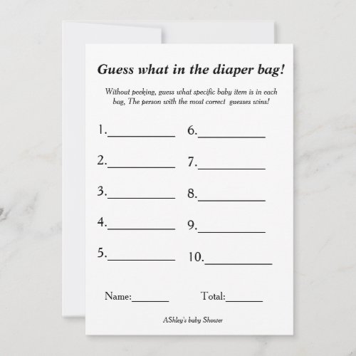 Guess what in the diaper bag game baby shower game announcement