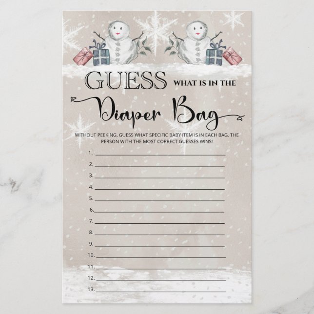 Guess what is in the diaper bag baby shower  (Front)