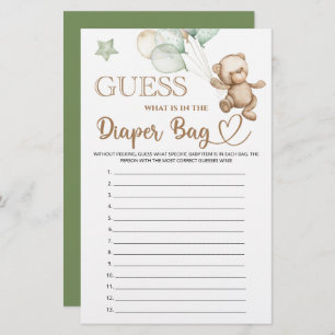 Guess what is in the diaper bag bear baby shower